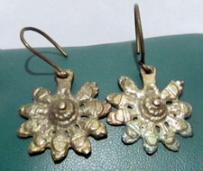 AMAZING ANTIQUE POST MEDIEVAL 15-16th.c.SILVER EARRINGS # 364 picture