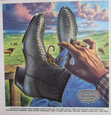 1980 NOCONA Western Cowboy Boots Print Ad ~ SCORPION w/ Alex Ebel Art picture