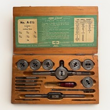 Vtg Greenfield Tap & Die Corp Little Giant Screw Plate Set In Wood Case picture