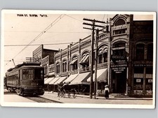 c1911 Main St Trolley Streetcar RIPON Wisconsin WI RPPC Real Photo Postcard picture