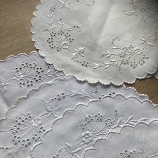 10 vintage cottage core white broderie embroidered cotton table placemats 25cm picture