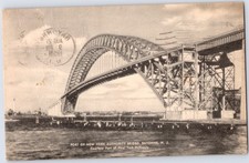 VINTAGE BAYONNE BRIDGE NEW JERSEY W/ STATEN ISLAND NY~1930s POSTCARD NP picture
