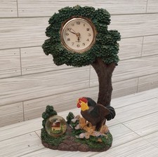 Vintage 1999 Cadona Rooster Tree Clock And Sparkle Globe Quartz Clock 12