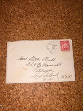Vintage 1921 Envelope With Red Postage Stamp Cursive Handwriting picture