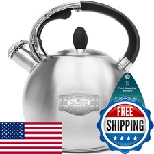 BAERFO Whistling Stovetop Tea Kettle 2.64 Qt 304 Stainless Steel Brushed picture