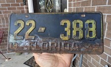 ORIGINAL vintage FLORIDA Putnam County Tag Fla LICENSE PLATE 22-388 ~1945~ picture