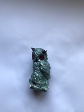 Vintage Ceramic Owl Turquoise Green Glaze Distressed Art Pottery Figurine picture