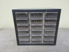 VINTAGE ARKO-MILS PARTS CABINET 18 -- PLASTIC DRAWERS CRAFTS WORKSHOP picture