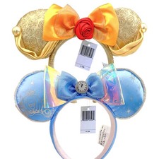 2PCS Disney- Parks Cinderella & Belle Beauty and the Beast Minnie Ears Headband picture