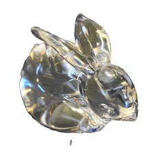 Bunny Rabbit Clear Art Glass Figurine Paperweight Unsigned picture