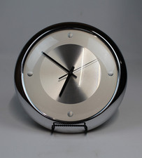 Vintage 1980’s ICHIKO Chrome Body Brushed Aluminum Wall Clock 12” Tested Works picture