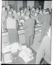 German Citizens Waiting in Library 1955 Photo - Readers from Red dominated East picture