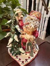 Vintage 2000 Blue Sky Clayworks Heather Goldminc Santa Tiger Christmas Tea Light picture