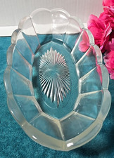 Antique Oval Scalloped Celery Pickle Relish Dish Bowl Tray Starburst EAPG picture