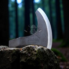 Hand-Forged Medieval Viking Axe Head – Blacksmith Crafted Steel Art Object picture