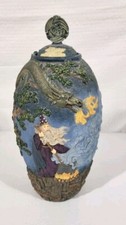 Vintage Dungeons And Dragons  Wizard Dragon Vase With Lid Fantasy Rare picture