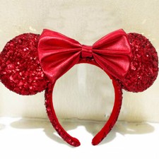 Disney Parks Red Sequin Bow RedPirate Rare Exclusive 2020 Minnie Ears Headband picture