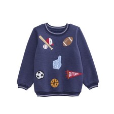 Mud Pie Boys Kids Sports Patch Sweatshirt, Navy picture