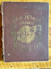 Rand McNally New Standard Atlas Of The World 1890 Hardcover, Color Illustrated picture