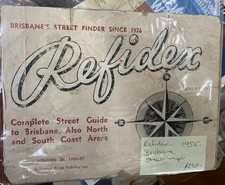 Vintage 1956 Redifex Brisbane Street Road Directory Map Queensland Car Accessory picture