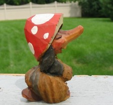 VTG Henning Norway Hand Carved Wood Red Polka Dot Mushroom Top Troll Figure 3