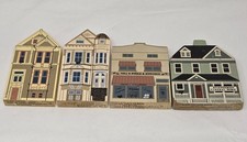 LOT OF 4 VINTAGE 1988-90 CATS' MEOW WOOD HOUSES LADY SERIES STIFFENBODY FUNERAL picture