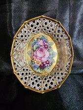 Vintage Schumann Arzberg Reticulated Porcelain Bonbon Dish Bavaria Germany picture