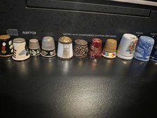 Mixed Lot Collectible Sewing Thimbles Assorted Designs Ceramic/Porcelain & Metal picture