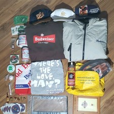HUGE Budweiser Beer Anheuser-Busch Collectibles Lot Hats Shirts Pins Keychains picture