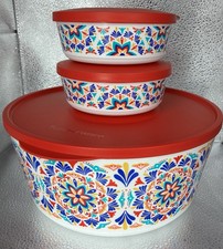 New Tupperware Click-n-lock Bowls- 1 Large Bowl and Two Small Bowls W/lids picture