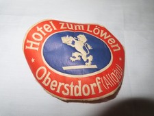 OBERSTDORF GERMANY HOTEL ZUM LOWEN 1940s LUGGAGE LABEL ? PAPER COASTER picture