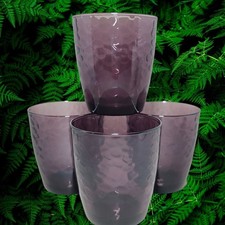 4 Vintage Studio Bormioli Rocco Purple Hammered Amethyst Old Fashioned Glasses picture