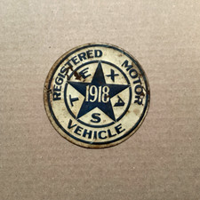 VINTAGE 1918 TEXAS LICENSE PLATE ORIGINAL RADIATOR SEAL picture