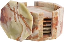 Marble Coasters Set of 6 Green Onyx Handmade 3.5