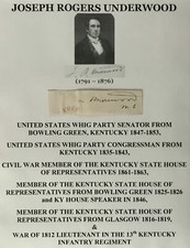 Orig WAR 1812 LT KY INFANTRY WHIG US SENATOR CONGRESSMAN FREE FRANK SIGNED CUT picture