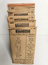 Antique Simplicity Pattern #321 1920s Flapper Dress NOS Unused SZ 14 16 36 38 42 picture