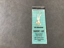 Vintage Martin’s Cafe - San Bernardino, CA. Matchbook Cover picture