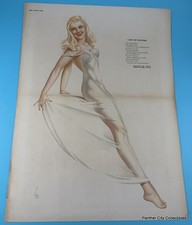 1945 Esquire Magazine Centerfold Insert Pinup Varga Girl Flowing White Gown picture
