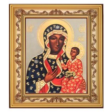 Our Lady of Czestochowa Black Madonna and Child Jesus Icon in Wooden Frame Wall picture