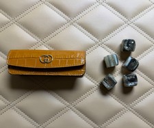 GUCCI Crocodile dice set with Interlocking G Exotic Cognac Leather Collectible picture