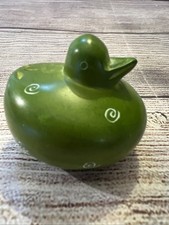 Carved Soapstone Green Duck Figurine Paperweight 2x2x2” picture