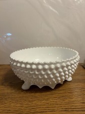 Fenton 3-Footed Bowl in Milk Glass Hobnail Pattern.HArd to find picture
