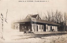 Erie Railroad Station Pearl River NY NY 1907 Winter Scene RPPC Postcard COPY picture