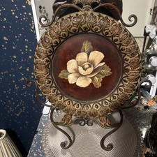 Vintage Style Tuscan Decorative Plate Hand painted White Rose picture
