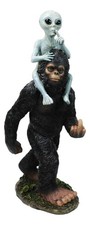 Large Sasquatch Bigfoot Flipping Off With Roswell Alien On Shoulders Figurine picture