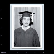 Old Vintage Photo WOMAN GRADUATION CAP AND GOWN SOLO CANDID PORTRAIT picture