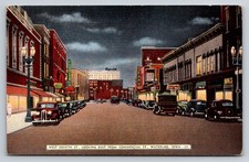 Vintage 1941 Waterloo Iowa West Fourth Street Linen Postcard Sears Black's Cars picture