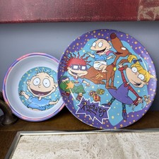 VTG ZAK Designs Rugrats Nickelodeon Melamine Bowl & Plate Set 1997 Viacom VTG picture