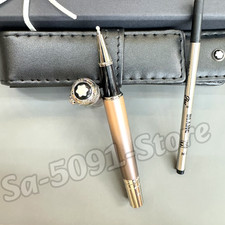 MONTBLANC Rollerball Pen Champagne Rose Gold Silver Trim Pen w/ Pouch & Refill picture