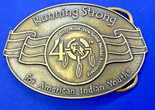 Running Strong for American Indian Youth Billy Mills 10K Gold Medal Belt Buckle picture